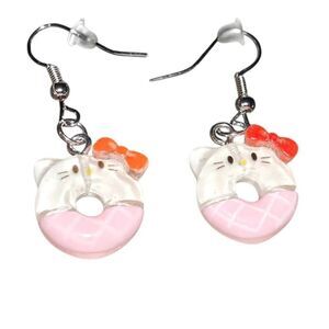 Kawaii Hello Kitty Donut Drop Dangle Earrings